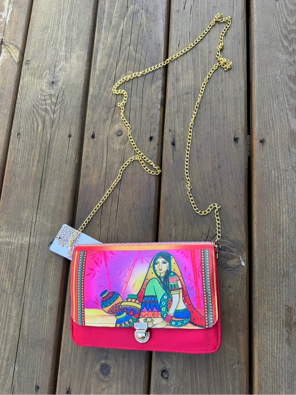 All Things Sundar Women Multicoloured Printed Satin sling Bag
